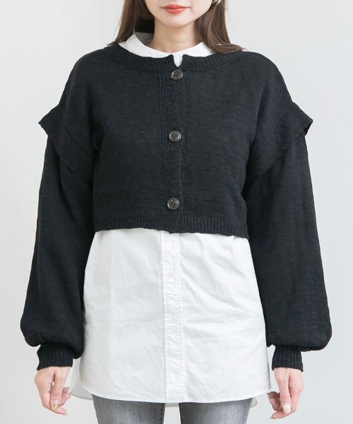 Newlyme（ニューリーミー）の「コンパクトスラブカーディガン（カーディガン/ボレロ・レディース・チャコールグレー/ブラック/ベージュ/ブルー/アイボリー・MEDIUM/LARGE/X-LARGE）」の8枚目の写真