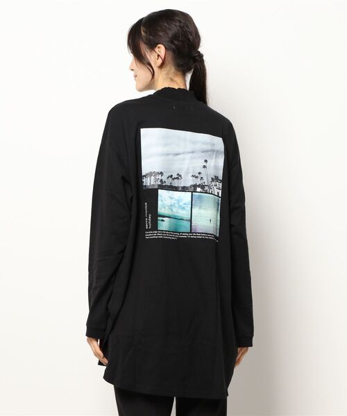 Wordtrobe（ワードトローブ）の「【wordtrobe】空紡糸天竺 布帛切替 バックプリント ロンT（Tシャツ/カットソー・レディース・ブラック・FREE）」の9枚目の写真