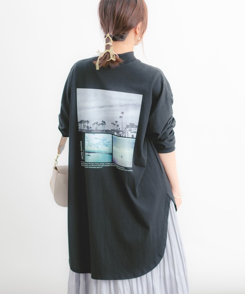 Wordtrobe（ワードトローブ）の「【wordtrobe】空紡糸天竺 布帛切替 バックプリント ロンT（Tシャツ/カットソー・レディース・ブラック・FREE）」の10枚目の写真