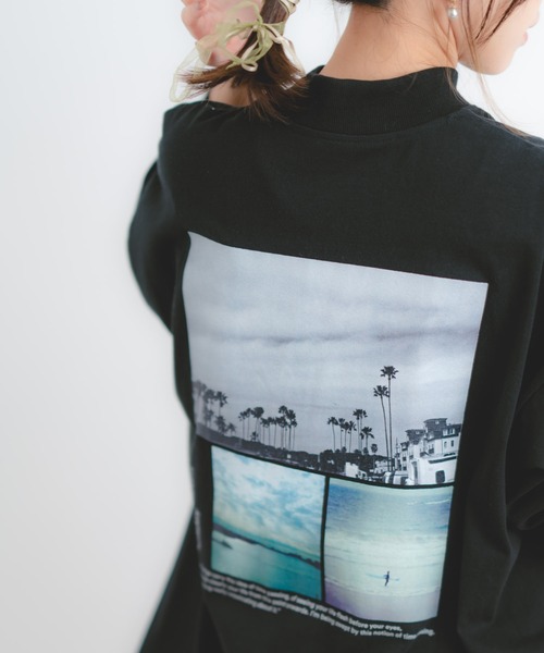 Wordtrobe（ワードトローブ）の「【wordtrobe】空紡糸天竺 布帛切替 バックプリント ロンT（Tシャツ/カットソー・レディース・ブラック・FREE）」の5枚目の写真