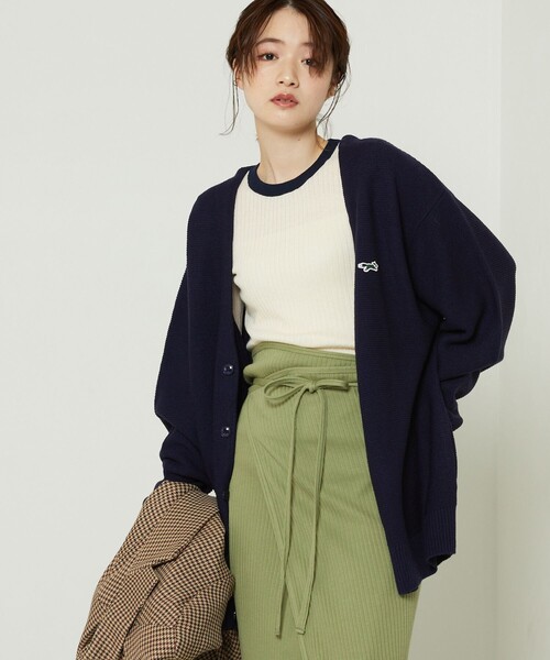 FREAK'S STORE(フリークスストア)の「TOWN CRAFT × FREAK'S STORE/タウンクラフト the FOX Vネックニットカーディガン(カーディガン/ボレロ・レディース・ブラック/ネイビー/レッド/オフホワイト/グリーン・フリ-)」の4枚目の写真