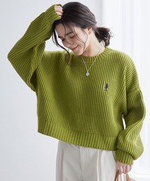 U.S. POLO ASSN. | U.S. POLO ASSN./ユーエスポロアッスン ボリュームスリーブ 別注ワンポイント刺繍ショートニット(ニット/セーター)