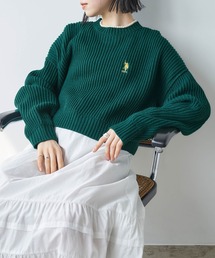U.S. POLO ASSN. | U.S. POLO ASSN./ユーエスポロアッスン ボリュームスリーブ 別注ワンポイント刺繍ショートニット(ニット/セーター)