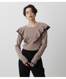 AZUL by moussy | FRONT FRILLED KNIT TOPS/フロントフリルニットトップス(ニット/セーター)