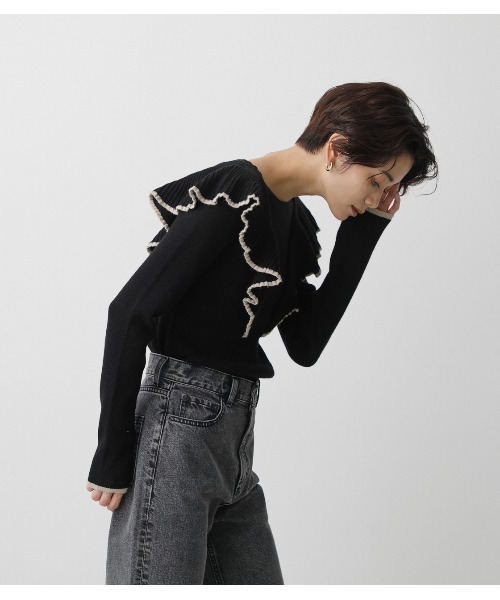FRONT FRILLED KNIT TOPS/フロントフリルニットトップス（ニット