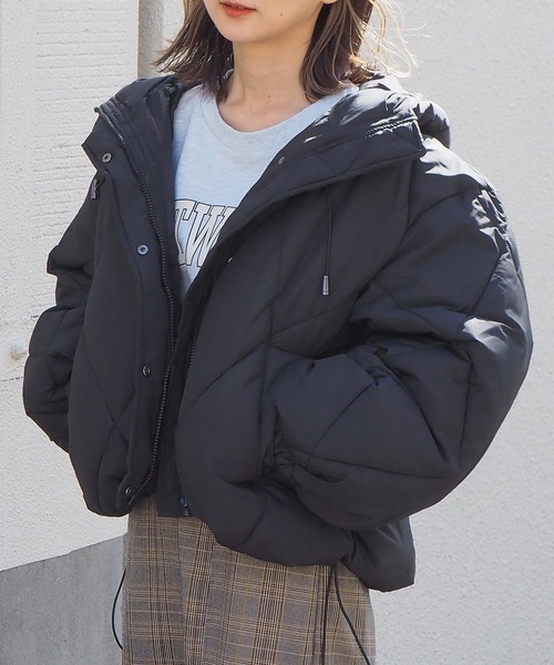 tiptop（ティップトップ）の「ダイヤキルトショートジャケット（ダウンジャケット/コート・レディース・ブラック/ベージュ/グリーン/アイボリー・FREE）」の9枚目の写真