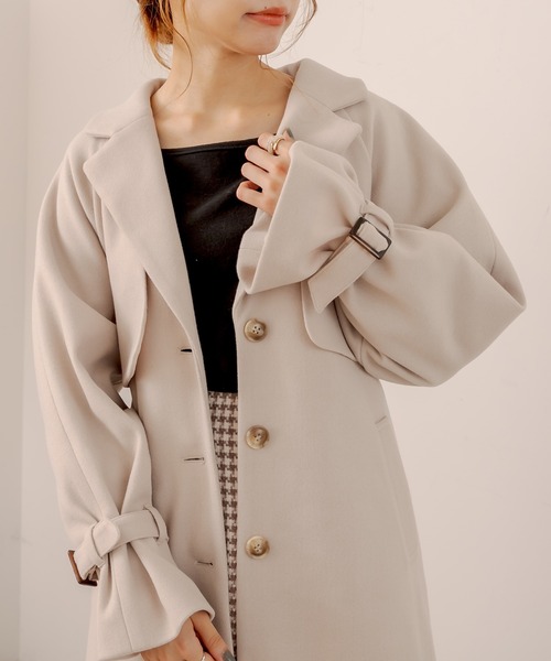 OLIVE des OLIVE(オリーブデオリーブ)の「twinkleチェスターコート(チェスターコート・レディース・ベージュ/ラベンダー/グレイッシュベージュ・FREE)」の6枚目の写真