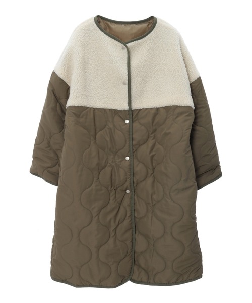 fifth（フィフス）の「【NATSUPOOセレクト】ノーカラーボア切り替えキルティングコート（ノーカラーコート・レディース・ブラック/カーキ・MEDIUM）」の10枚目の写真