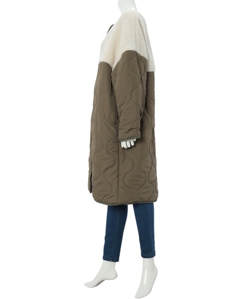 fifth（フィフス）の「【NATSUPOOセレクト】ノーカラーボア切り替えキルティングコート（ノーカラーコート・レディース・ブラック/カーキ・MEDIUM）」の9枚目の写真