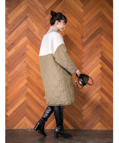 fifth（フィフス）の「【NATSUPOOセレクト】ノーカラーボア切り替えキルティングコート（ノーカラーコート・レディース・ブラック/カーキ・MEDIUM）」の21枚目の写真