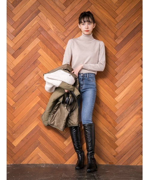 fifth（フィフス）の「【NATSUPOOセレクト】ノーカラーボア切り替えキルティングコート（ノーカラーコート・レディース・ブラック/カーキ・MEDIUM）」の20枚目の写真