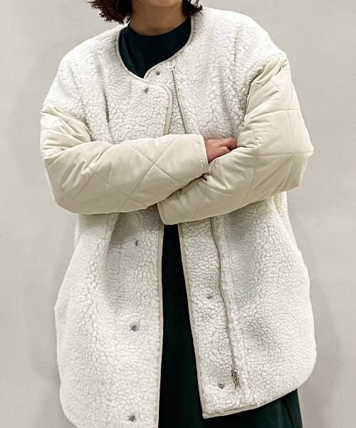 AZUL ENCANTO(アズールエンカント)の「ボア×キルティングリバーシブルジャケット(その他アウター・レディース・ブラック/カーキ/アイボリー・FREE)」の8枚目の写真