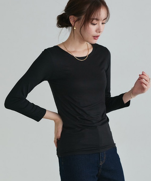 Pierrot（ピエロ）の「［シアバター加工］あったかインナー（インナーウェア/肌着・レディース・ブラック/オフホワイト/ブラック系その他/ホワイト系その他・M/L/S）」の14枚目の写真