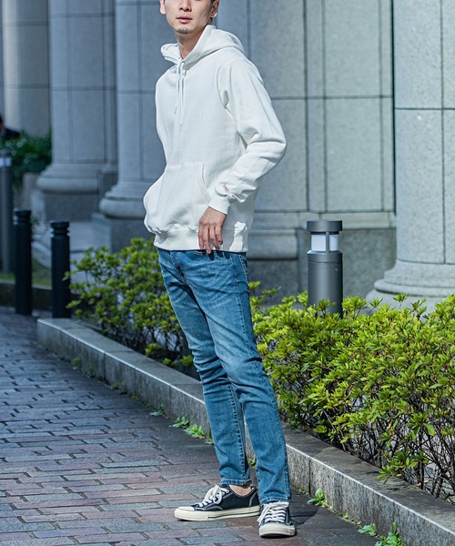 Goodwear(グッドウェア)の「『Goodwear/グッドウェア』WEB別注 USAコットン裏毛プルパーカー(パーカー・メンズ・ブラック/ベージュ/グレー/オフホワイト/カーキ/グレイッシュベージュ/ネイビー/チャコールグレー・S/M/L/XL)」の9枚目の写真