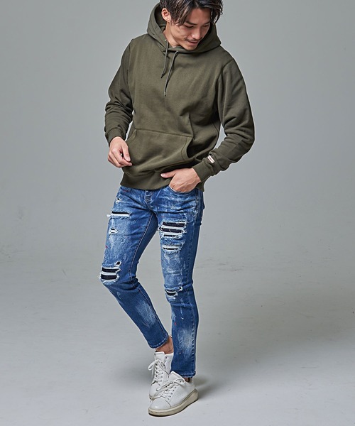 Goodwear(グッドウェア)の「『Goodwear/グッドウェア』WEB別注 USAコットン裏毛プルパーカー(パーカー・メンズ・ブラック/ベージュ/グレー/オフホワイト/カーキ/グレイッシュベージュ/ネイビー/チャコールグレー・S/M/L/XL)」の12枚目の写真
