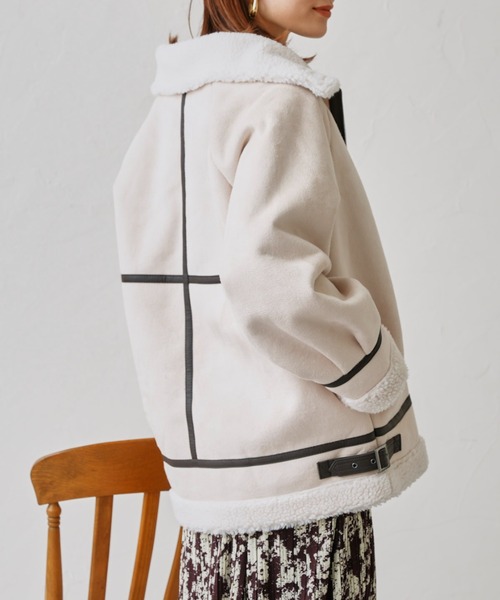 prose verse(プロズヴェール)の「スウェード×ボアB-3ジャケット(ムートンコート・レディース・キャメル/ライトベージュ/ブラウン・MEDIUM)」の8枚目の写真