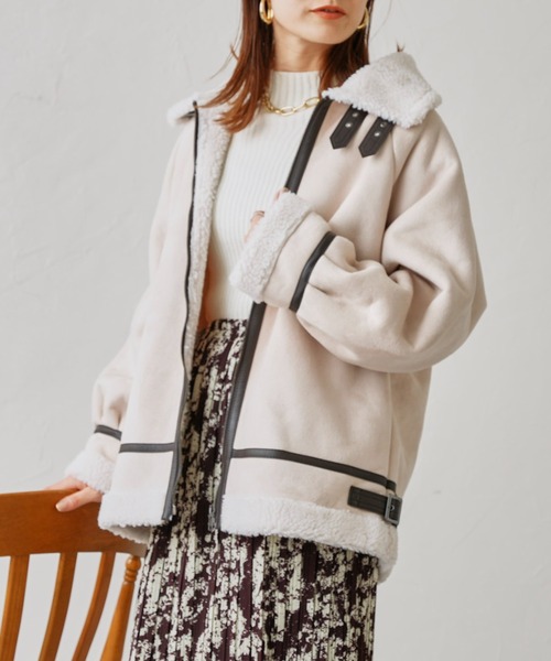 prose verse(プロズヴェール)の「スウェード×ボアB-3ジャケット(ムートンコート・レディース・キャメル/ライトベージュ/ブラウン・MEDIUM)」の9枚目の写真