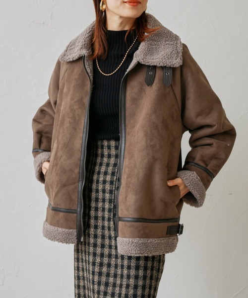 prose verse(プロズヴェール)の「スウェード×ボアB-3ジャケット(ムートンコート・レディース・キャメル/ライトベージュ/ブラウン・MEDIUM)」の18枚目の写真