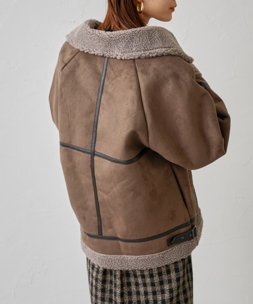 prose verse(プロズヴェール)の「スウェード×ボアB-3ジャケット(ムートンコート・レディース・キャメル/ライトベージュ/ブラウン・MEDIUM)」の19枚目の写真