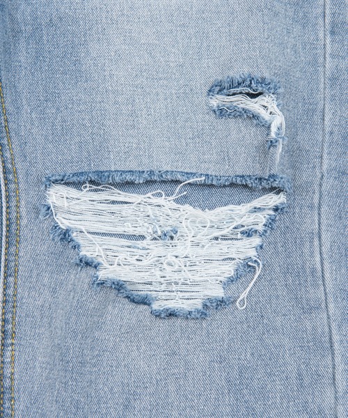 PUNYUS（プニュズ）の「ダメージレギュラーデニムパンツ（デニムパンツ・レディース・ライトブルー/ブラック・2/3/4/1）」の7枚目の写真