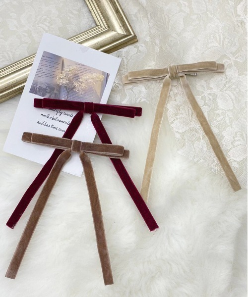 apres jour（アプレジュール）の「【apres jour×ARIAZ】ベロアリボンヘアピン（ヘアピン・レディース・ブラック/ベージュ/ダークブラウン/ボルドー/モカ/スモークピンク・FREE）」の7枚目の写真