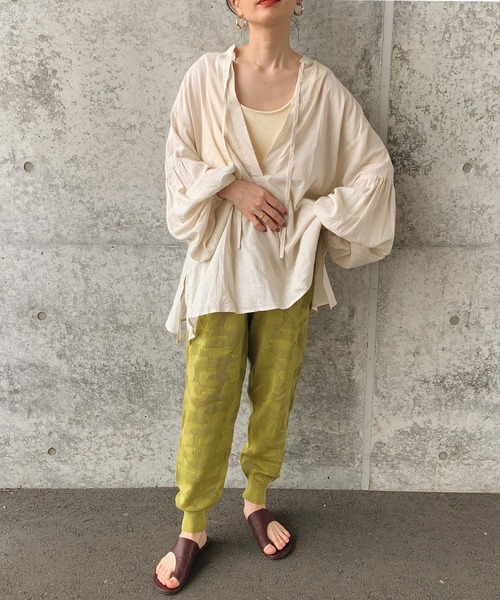 select MOCA by son(セレクトモカバイソン)の「ランダムパターンサマーニットジョガーパンツ(その他パンツ・レディース・ブラック/ベージュ/グリーン/アイボリー・FREE)」の12枚目の写真