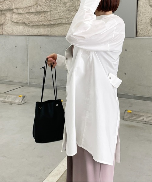 StyleSea(スタイルシー)の「ベルト付きコットンブロードチュニックブラウス(シャツ/ブラウス・レディース・ホワイト/ライトブルー/ブラック/ピンク/クリーム・MEDIUM)」の18枚目の写真