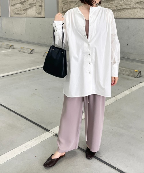 StyleSea(スタイルシー)の「ベルト付きコットンブロードチュニックブラウス(シャツ/ブラウス・レディース・ホワイト/ライトブルー/ブラック/ピンク/クリーム・MEDIUM)」の6枚目の写真