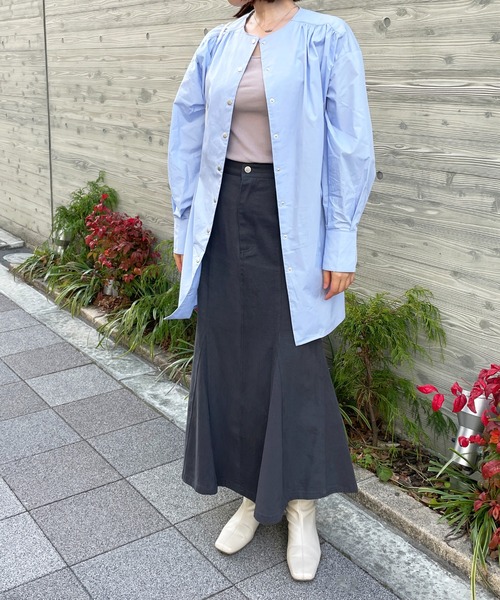 StyleSea(スタイルシー)の「ベルト付きコットンブロードチュニックブラウス(シャツ/ブラウス・レディース・ホワイト/ライトブルー/ブラック/ピンク/クリーム・MEDIUM)」の7枚目の写真