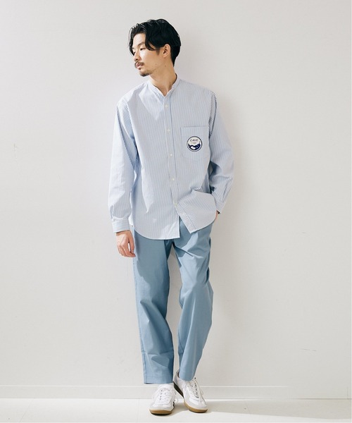 417 EDIFICE(フォーワンセブンエディフィス)の「【CAVE】 オックスバンドカラーシャツ(シャツ/ブラウス・メンズ・ホワイト/サックスブルー系・SMALL/MEDIUM/LARGE)」の5枚目の写真
