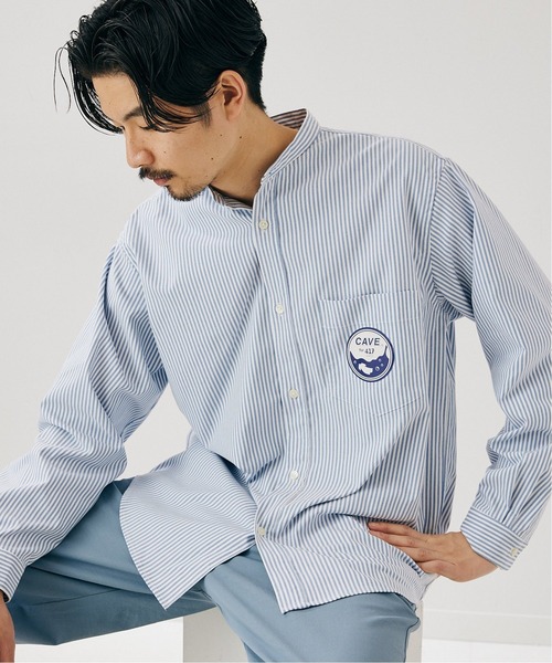 417 EDIFICE(フォーワンセブンエディフィス)の「【CAVE】 オックスバンドカラーシャツ(シャツ/ブラウス・メンズ・ホワイト/サックスブルー系・SMALL/MEDIUM/LARGE)」の10枚目の写真