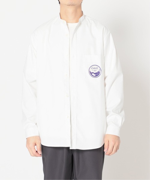 417 EDIFICE(フォーワンセブンエディフィス)の「【CAVE】 オックスバンドカラーシャツ(シャツ/ブラウス・メンズ・ホワイト/サックスブルー系・SMALL/MEDIUM/LARGE)」の3枚目の写真
