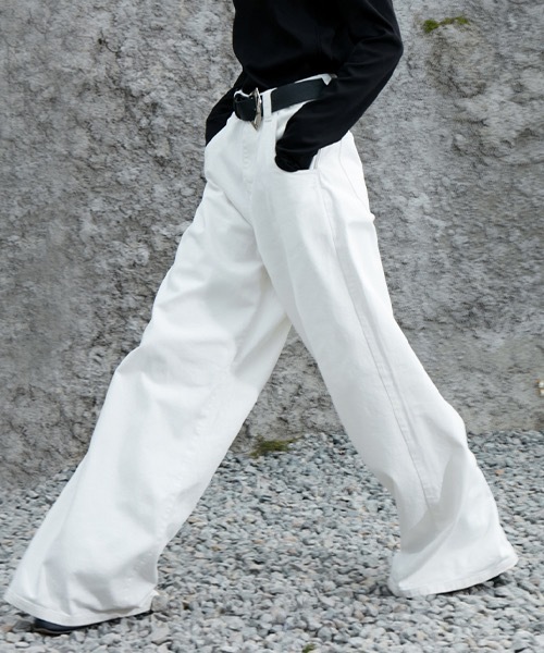 MIXSEVEN（ミックスセブン）の「ハイウェストホワイトワイドデニム　MX22SS20 【MIX SEVEN】【2022SS】（デニムパンツ・メンズ・ホワイト・L/S/M）」の4枚目の写真
