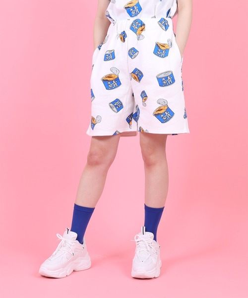 PUNYUS(プニュズ)の「フード総柄スウェットショーパン(スウェットパンツ・レディース・ブルー/レッド系その他・1/2/4/3)」の1枚目の写真