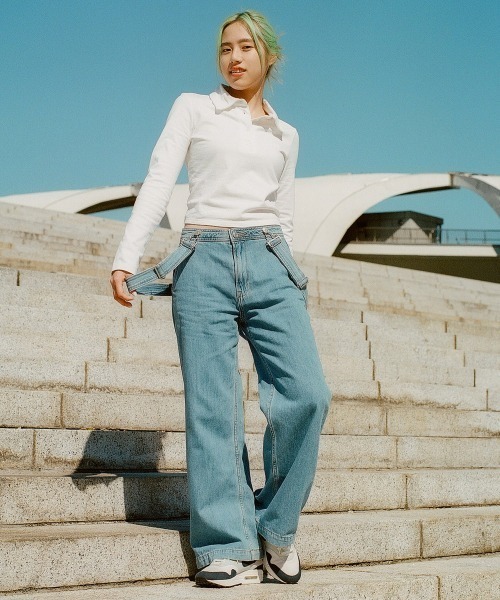 GAP(ギャップ)の「FREE&FLOW デニム サスペンダー サロペット(サロペット/オーバーオール・レディース・ライトインディゴブルー・30/23/24/25/26/27/28/29)」の1枚目の写真