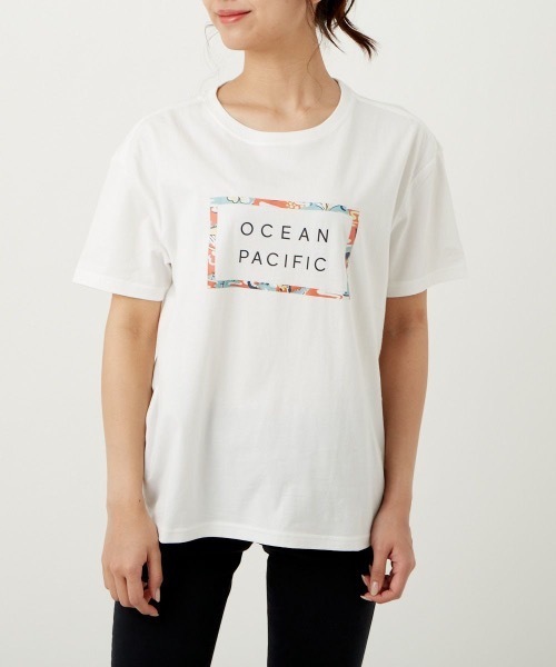Ocean Pacific（オーシャンパシフィック）の「【OP:オーピー】レディースロゴTシャツ（Tシャツ/カットソー・レディース・ホワイト/グリーン/チャコール・MEDIUM/LARGE）」の2枚目の写真