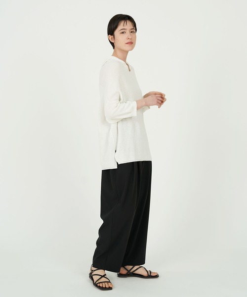 conges payes ADIEU TRISTESSE（コンジェ ペイエ アデュートリステス）の「片畦セーラーポロ（ニット/セーター・レディース・ホワイト/グリーン/ネイビー・FREE）」の12枚目の写真