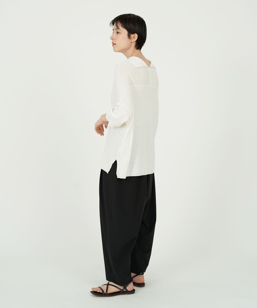 conges payes ADIEU TRISTESSE（コンジェ ペイエ アデュートリステス）の「片畦セーラーポロ（ニット/セーター・レディース・ホワイト/グリーン/ネイビー・FREE）」の13枚目の写真