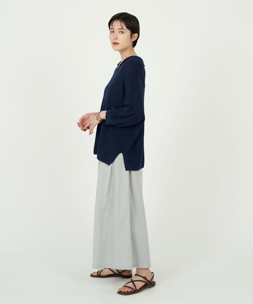 conges payes ADIEU TRISTESSE（コンジェ ペイエ アデュートリステス）の「片畦セーラーポロ（ニット/セーター・レディース・ホワイト/グリーン/ネイビー・FREE）」の19枚目の写真