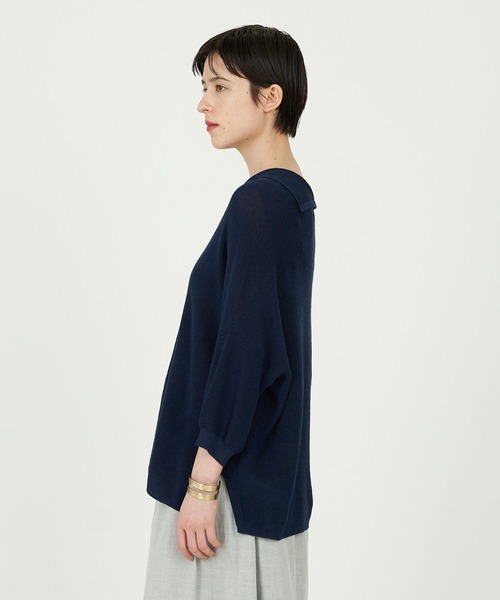 conges payes ADIEU TRISTESSE（コンジェ ペイエ アデュートリステス）の「片畦セーラーポロ（ニット/セーター・レディース・ホワイト/グリーン/ネイビー・FREE）」の22枚目の写真