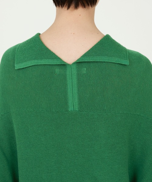 conges payes ADIEU TRISTESSE（コンジェ ペイエ アデュートリステス）の「片畦セーラーポロ（ニット/セーター・レディース・ホワイト/グリーン/ネイビー・FREE）」の8枚目の写真
