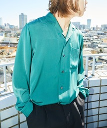 【PUBLUX/パブリュクス】レギュラーカラーサテンシャツ