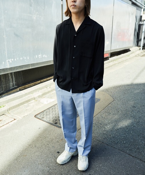 PUBLUX（パブリュクス）の「【PUBLUX/パブリュクス】レギュラーカラーサテンシャツ（シャツ/ブラウス・メンズ・ベージュ/ブラック/グリーン・マルチサイズ）」の18枚目の写真