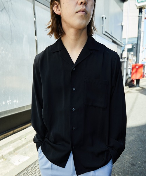 PUBLUX（パブリュクス）の「【PUBLUX/パブリュクス】レギュラーカラーサテンシャツ（シャツ/ブラウス・メンズ・ベージュ/ブラック/グリーン・マルチサイズ）」の15枚目の写真