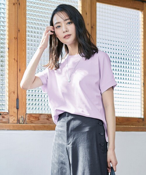 J.PRESS Ladies(J.プレス レディス)の「【WEB限定カラーあり・洗える・イージーケア】コンフォートストレッチ ニット(ニット/セーター・レディース・スモーキーグリーン系/ふじ色系/オレンジ系/ホワイト系・SMALL)」の4枚目の写真