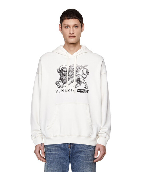 DIESEL（ディーゼル）の「メンズ パーカー コットンフリース（パーカー・メンズ・ホワイト/ブラック・SMALL/MEDIUM/XX-LARGE/LARGE/X-LARGE/X-SMALL）」の2枚目の写真