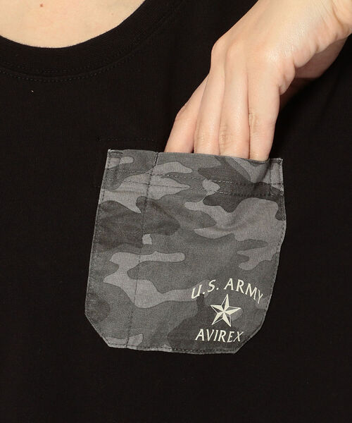 AVIREX（アヴィレックス）の「CAMO PRINT COMBI POCKET T-SHIRT/ カモプリントコンビポケットティーシャツ（Tシャツ/カットソー・レディース・ブラック/オフホワイト/ラベンダー・LARGE/MEDIUM/SMALL）」の9枚目の写真