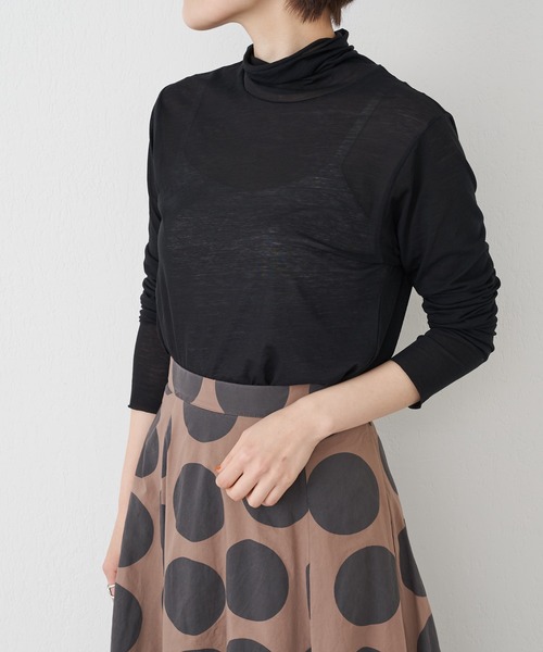 BEARDSLEY（ビアズリー）の「強燃ガーゼハイネック（Tシャツ/カットソー・レディース・ブラック/ベージュ・FREE）」の7枚目の写真