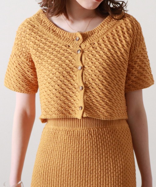 Cheek（チーク）の「透かし編ニットカーディガン（カーディガン/ボレロ・レディース・オフホワイト/イエロー/ラベンダー・MEDIUM）」の13枚目の写真