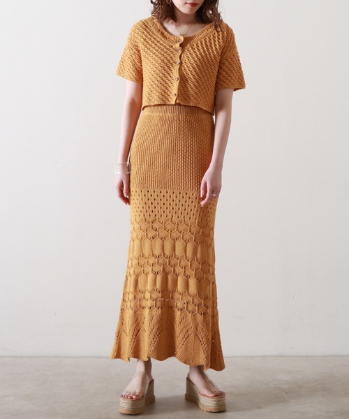 Cheek（チーク）の「透かし編ニットカーディガン（カーディガン/ボレロ・レディース・オフホワイト/イエロー/ラベンダー・MEDIUM）」の11枚目の写真